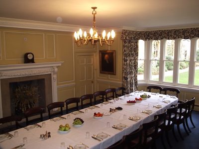 The Old Bursary, set for a private dinner for 22