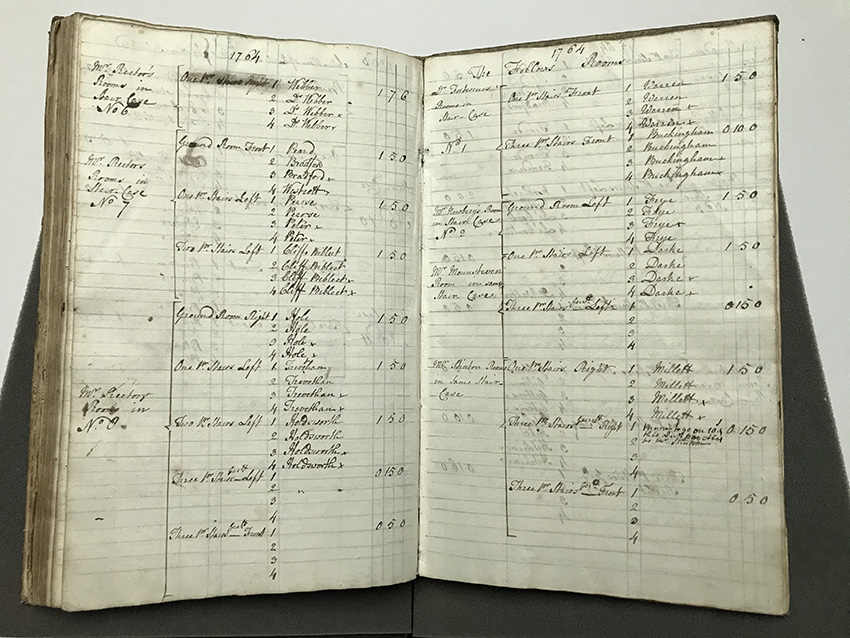 Exeter College's register of chambers for 1764