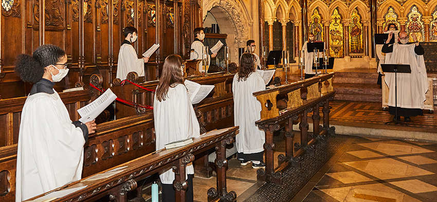 College choir wearing face masks