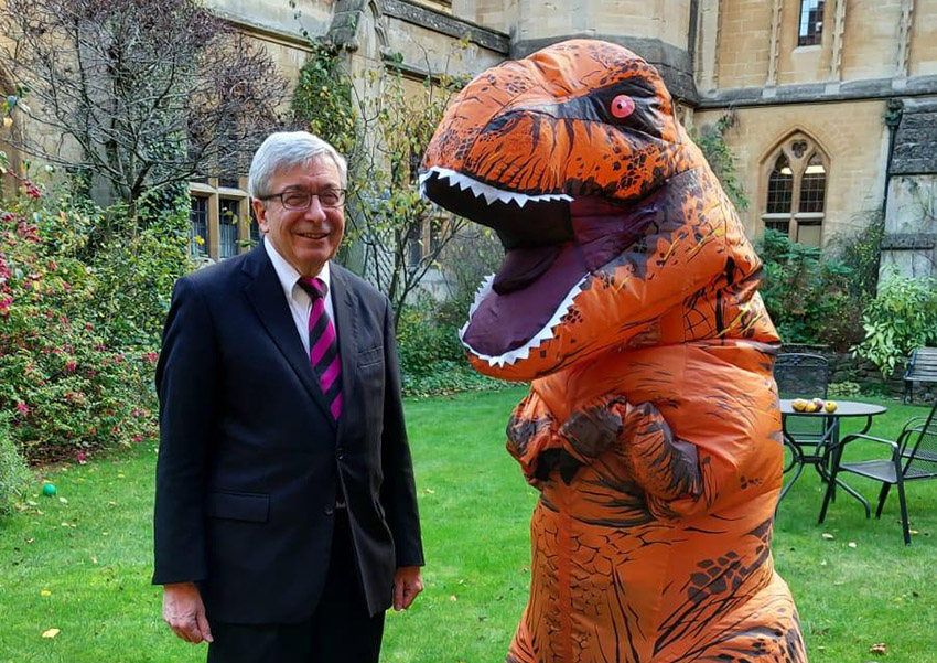 Rector Rick Trainor and the giving day mascot