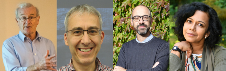 L-R: Emeritus Professor Frank Close, Professor Ervin Fodor, Professor Giuseppe Marcocci and Professor Nandini Das