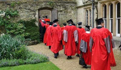The procession leaves Exeter College Fellows' Garden