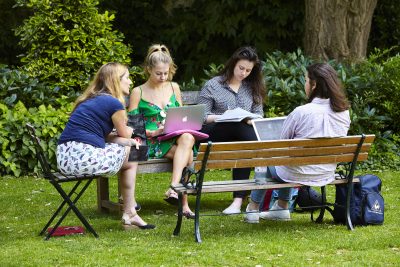 students in garden