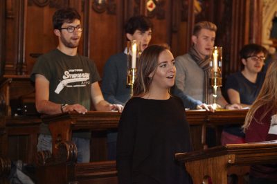 choir singing in chapel