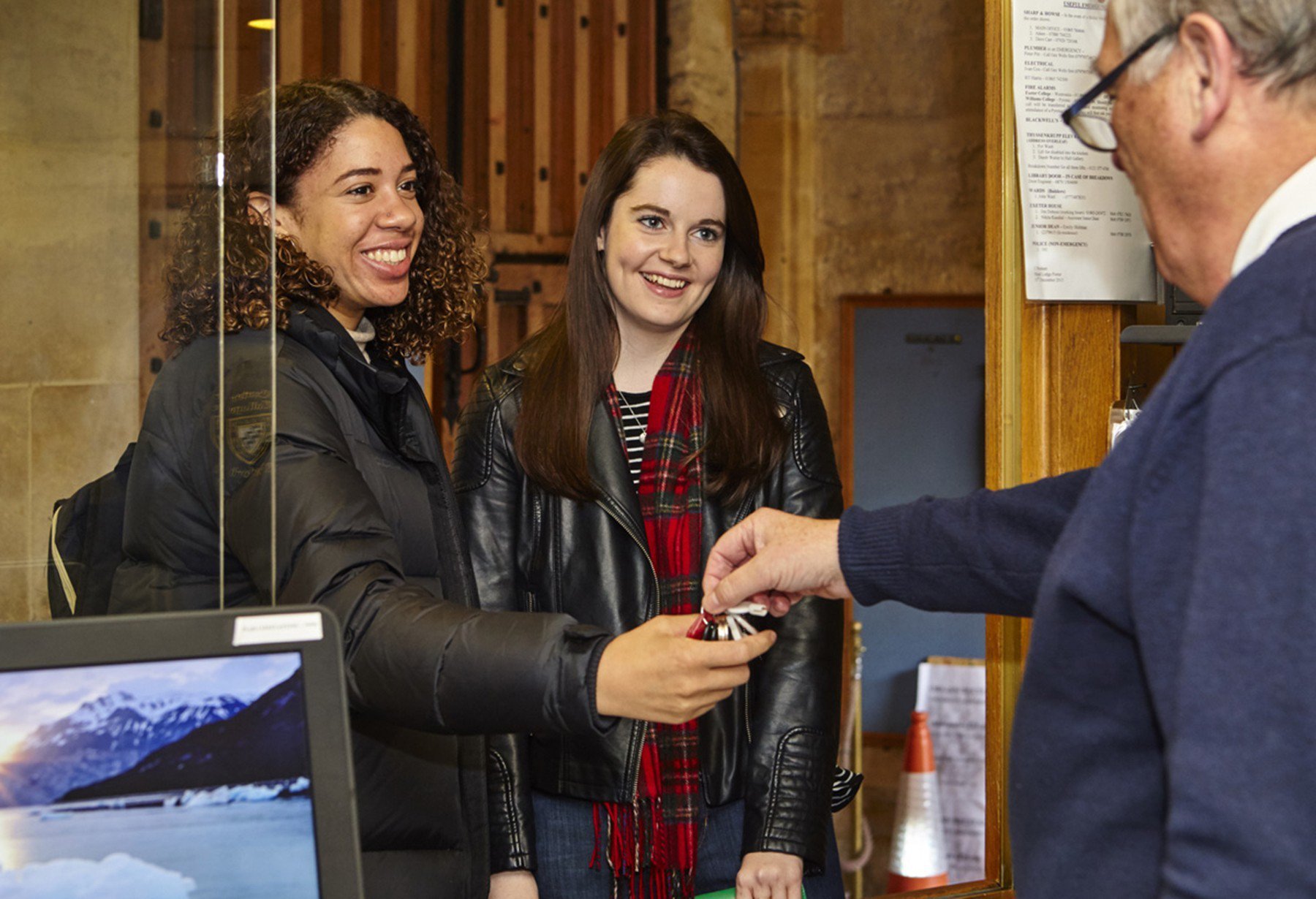 students at the porters' lodge