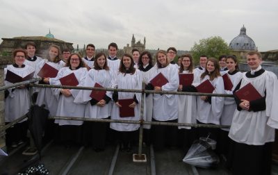 Choir sing on Ascension Day at the top of Exeter College tower