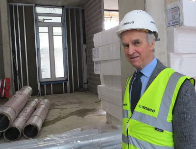 Dr Maddicott inspects what will be the Maddicott Room in Cohen Quad