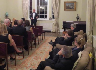 Sudhanshu Swaroop addresses guests in the Rector's Lodgings. Fortescue Dinner 2016