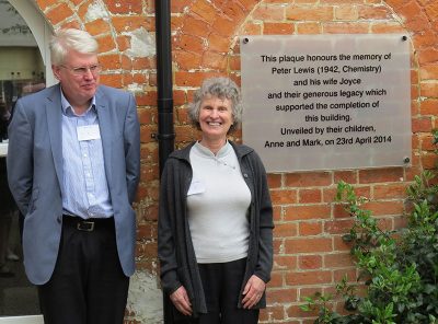 Mark Lewis and Anne Watts outside Exeter House
