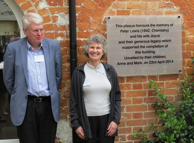 Mark Lewis and Anne Watts outside Exeter House