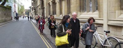 Emily Rhodes leading a walking tour on Founders Day