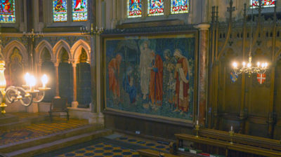 Adoration of the Magi being installed in chapel
