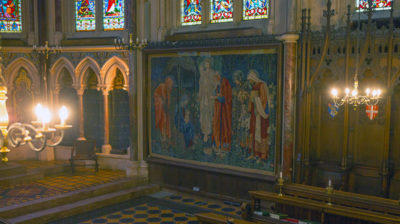 Adoration of the Magi being installed in chapel