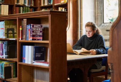 Student studying in Exeter Library