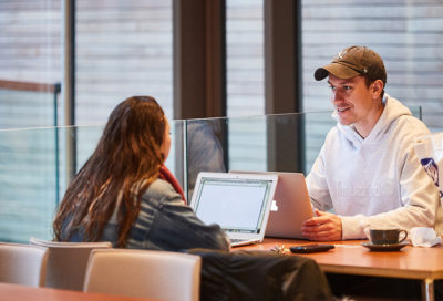 Students studying in commons room