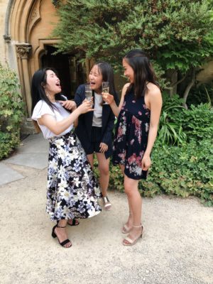 Students laughing in the garden