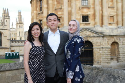 Exeter College Summer Programme Students in front of the RadCam, in the Fellows' Garden