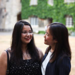 students at a formal in Front Quad smiling