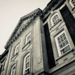 Entrance of Cohen Quad featuring windows