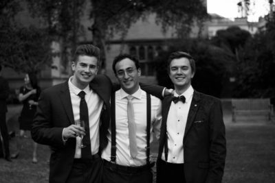 students at formal in Fellows' Garden