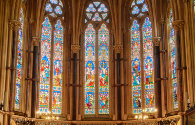 Stained glass windows in chapel