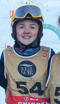 Alice Hopkinson-Woolley at the Varsity skiing races in January 2020