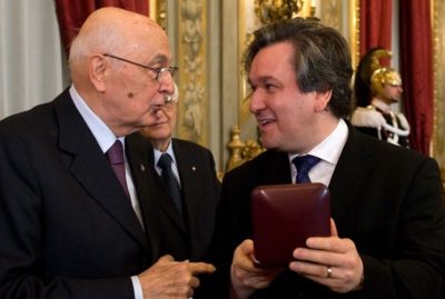 Antonio Pappano receives the Vittorio de Sica prize from President Napolitano