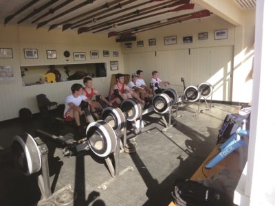 Mens rowing team training in the Boat House