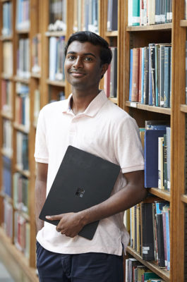 Student in the library