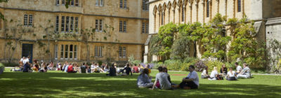 students in the Fellows' Garden