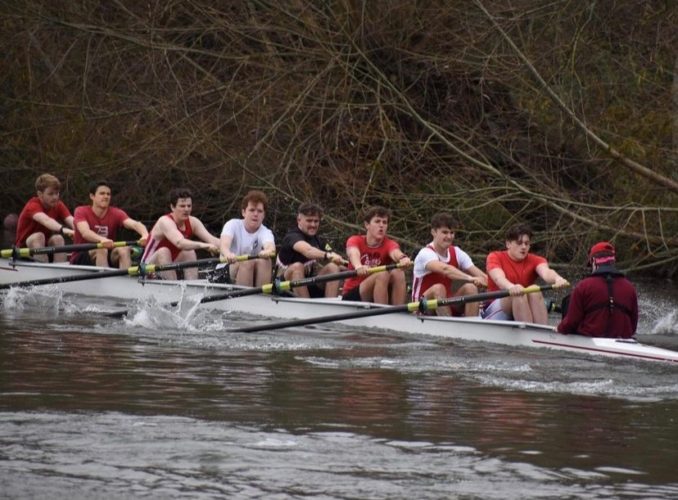 Exeter College Boat Club men's team rowing at the Nephthys Regatta