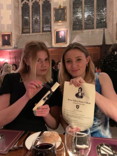 Students enjoying the Exeter College Burns Night Dinner