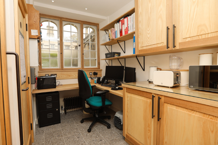 The Lodge office and small kitchenette 