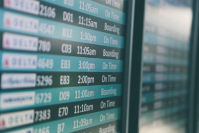 Flight arrivals board