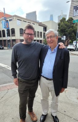 Rector Rick Trainow with Biz Stone in San Francisco
