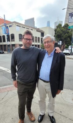 Rector Rick Trainor with Biz Stone in San Francisco