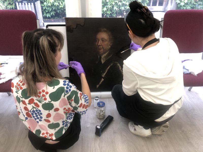 Removing varnish from the Portrait of Sir John Acland