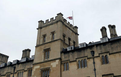 Union flag at half mast