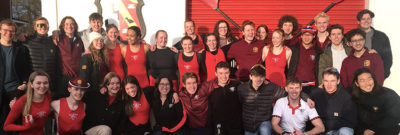 Members of Exeter College boat Club celebrate a successful Torpids campaign