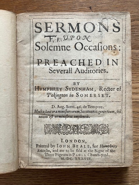 Title page of Sermons upon solemne occasions: preached in several auditories’