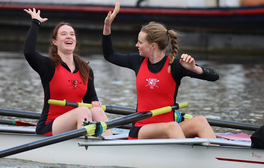 Members of the Women's crew celebrate achieving 'Blades'