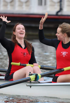 Members of the Women's crew celebrate achieving 'Blades'