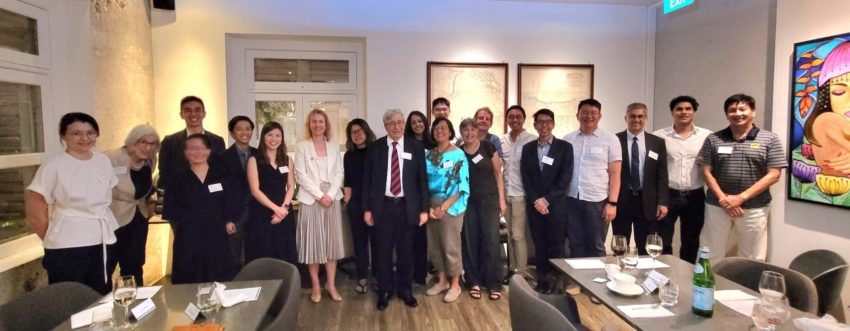 Rector Trainor and Director of Development Yvonne Rainey with alumni and friends of the College in Singapore.