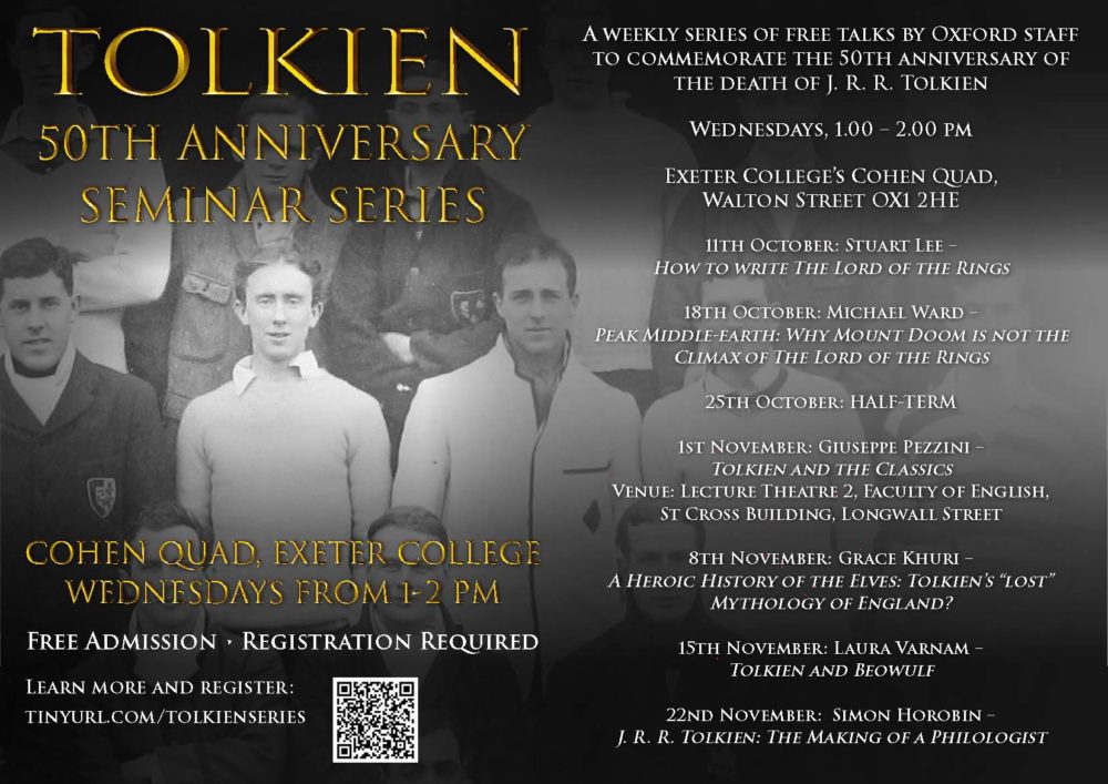 Poster for Tolkien 50th Anniversary Seminar Series