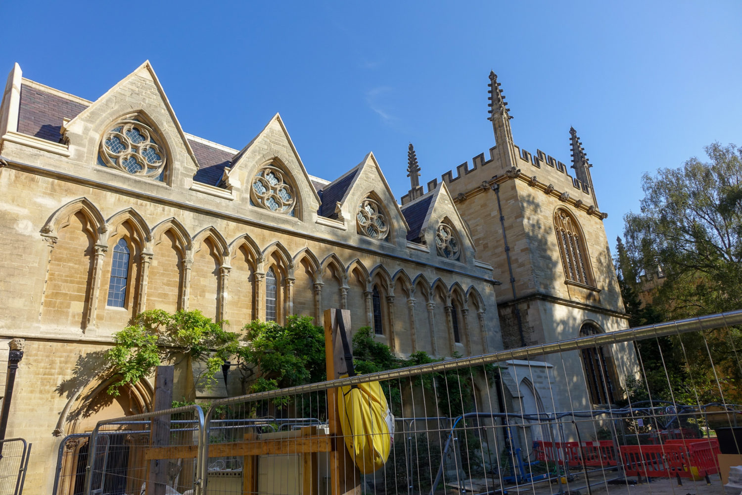 Library exterior with construction in foreground