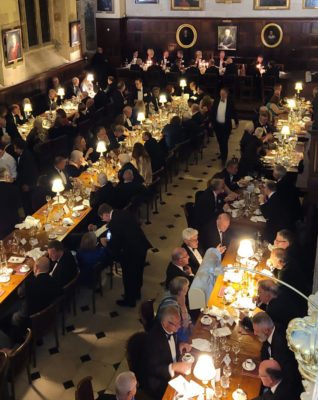 Image of Gaudy dinner from above