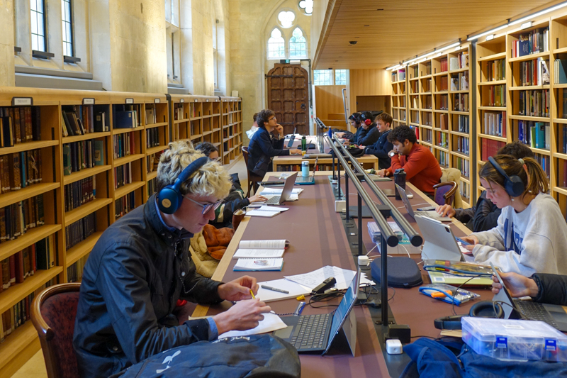 Students using refurbished Exeter College Library