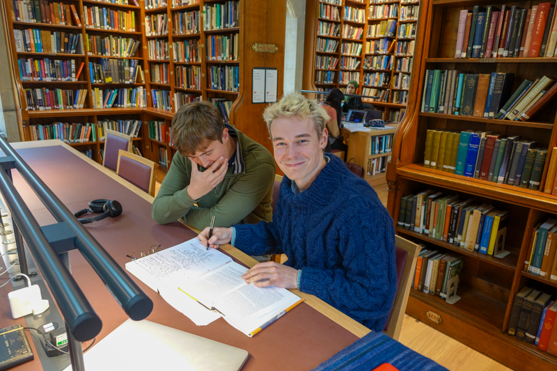 Students using refurbished Exeter College Library