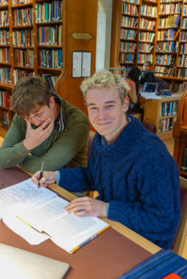 Students in the newly restored Library
