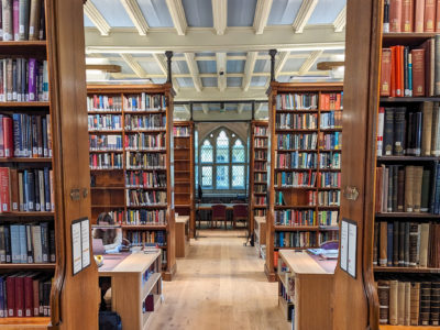 Shelves in the Exeter College Library